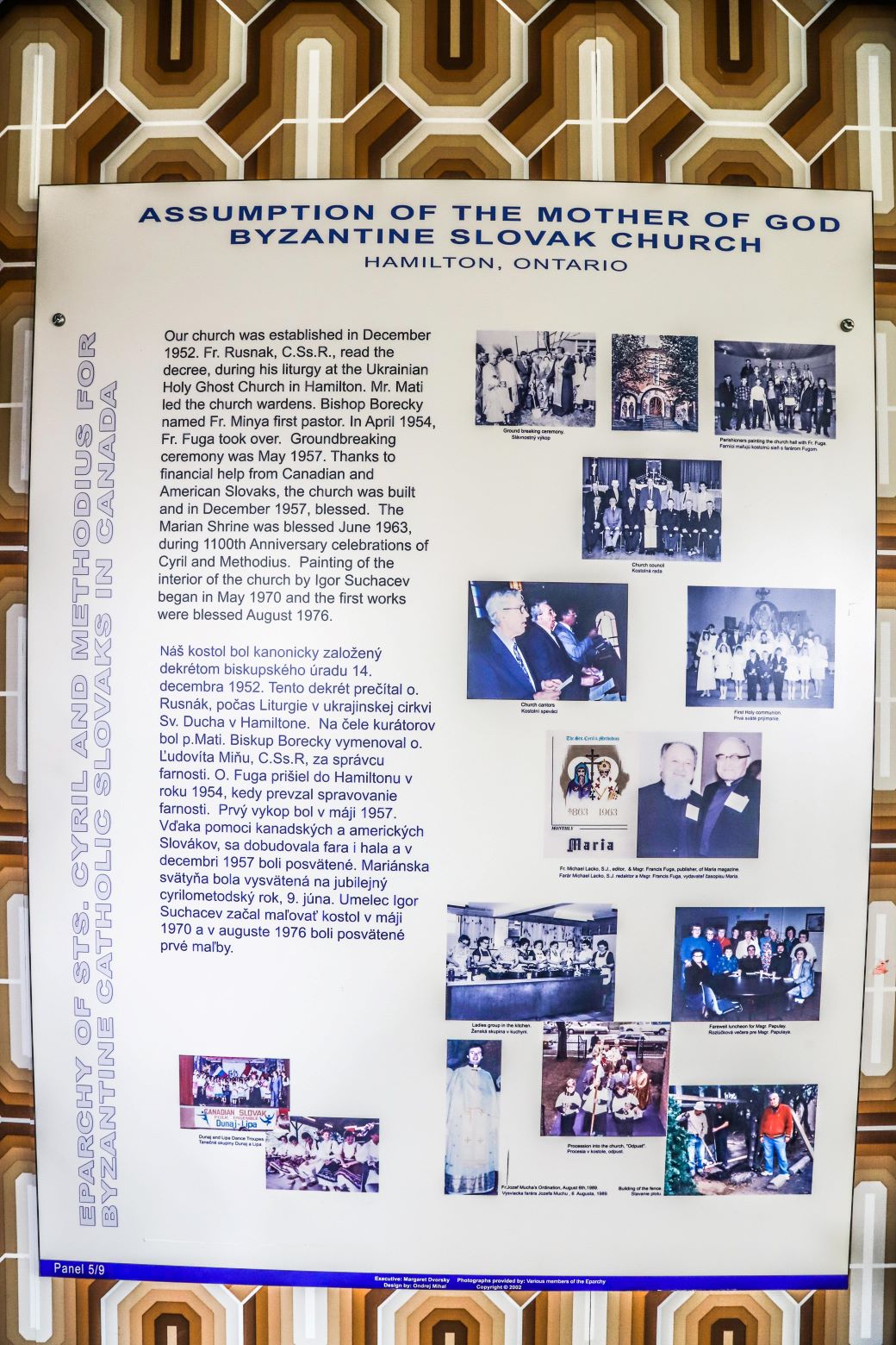 Historicky panel vzniku slovenske ho grekokatolickeho chrámu v Hamiltone