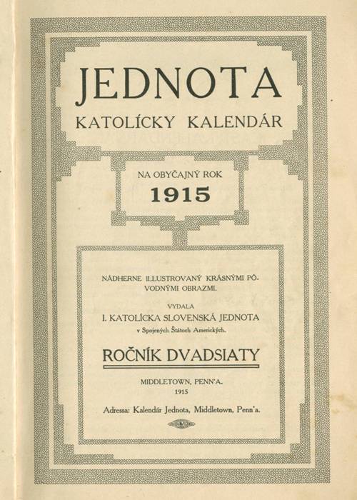 Kalendar 1915 - titulka