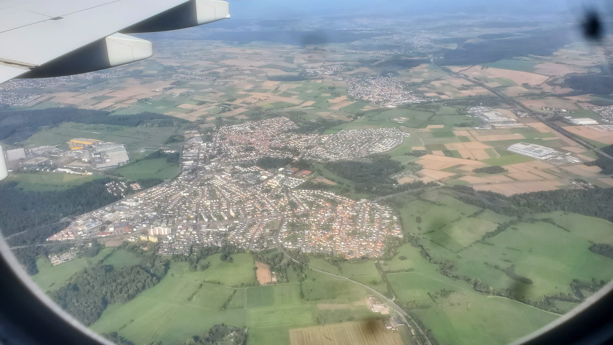 Pohľad na Frankfurt z lietadla